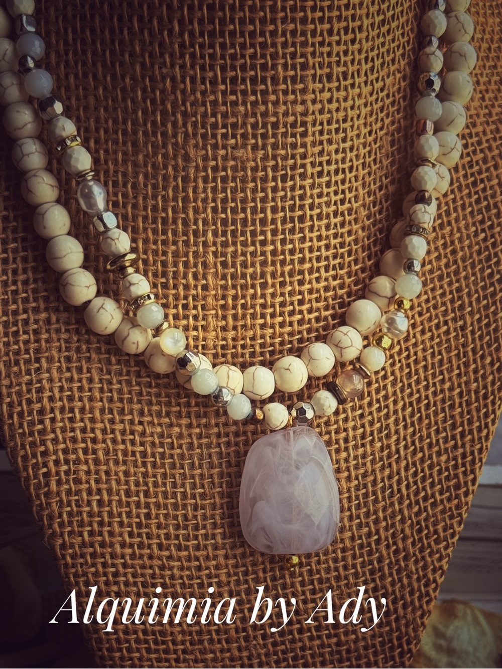 Alquimia Cream and Gold Layered Bead Necklace